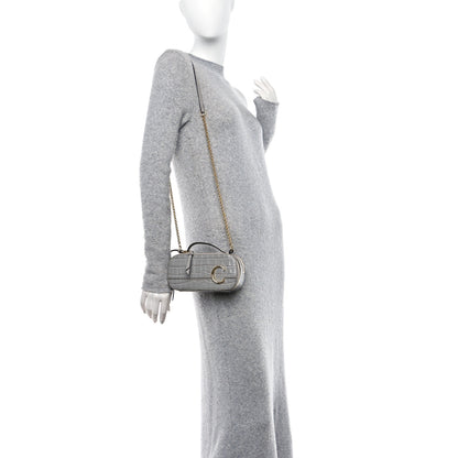 Chloe Calfskin Crocodile Embossed Mini C Vanity Bag Stormy Grey 2 of 14