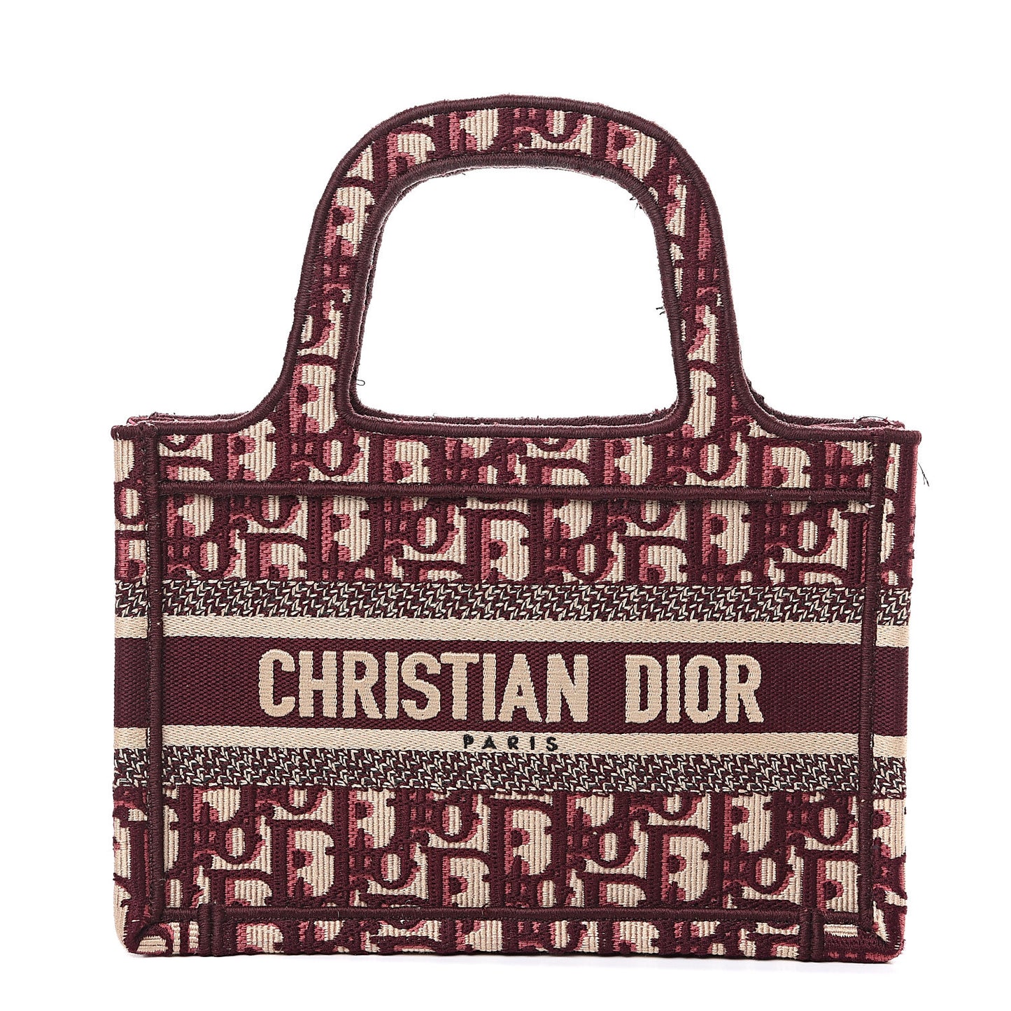 Oblique Mini Book Tote Burgundy Multicolor