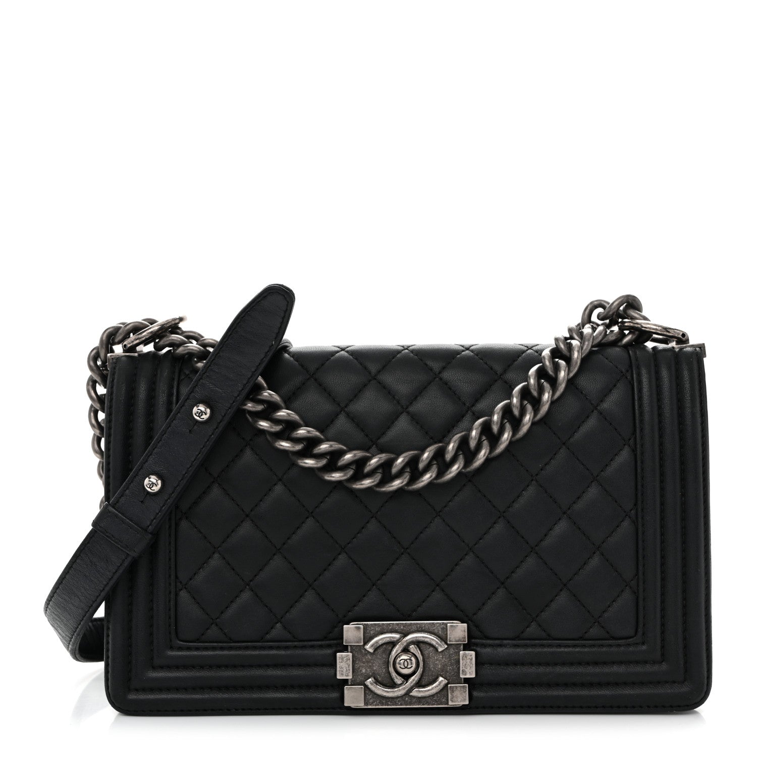 Chanel Lambskin Quilted Medium Boy Flap Black 1 of 10