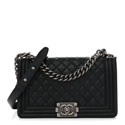 Chanel Lambskin Quilted Medium Boy Flap Black 1 of 10