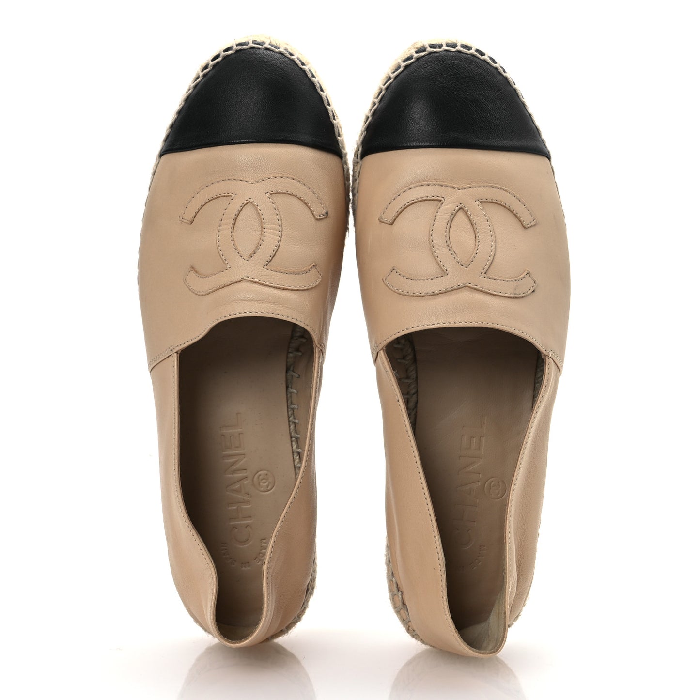 Lambskin CC Espadrilles 38 Beige Black