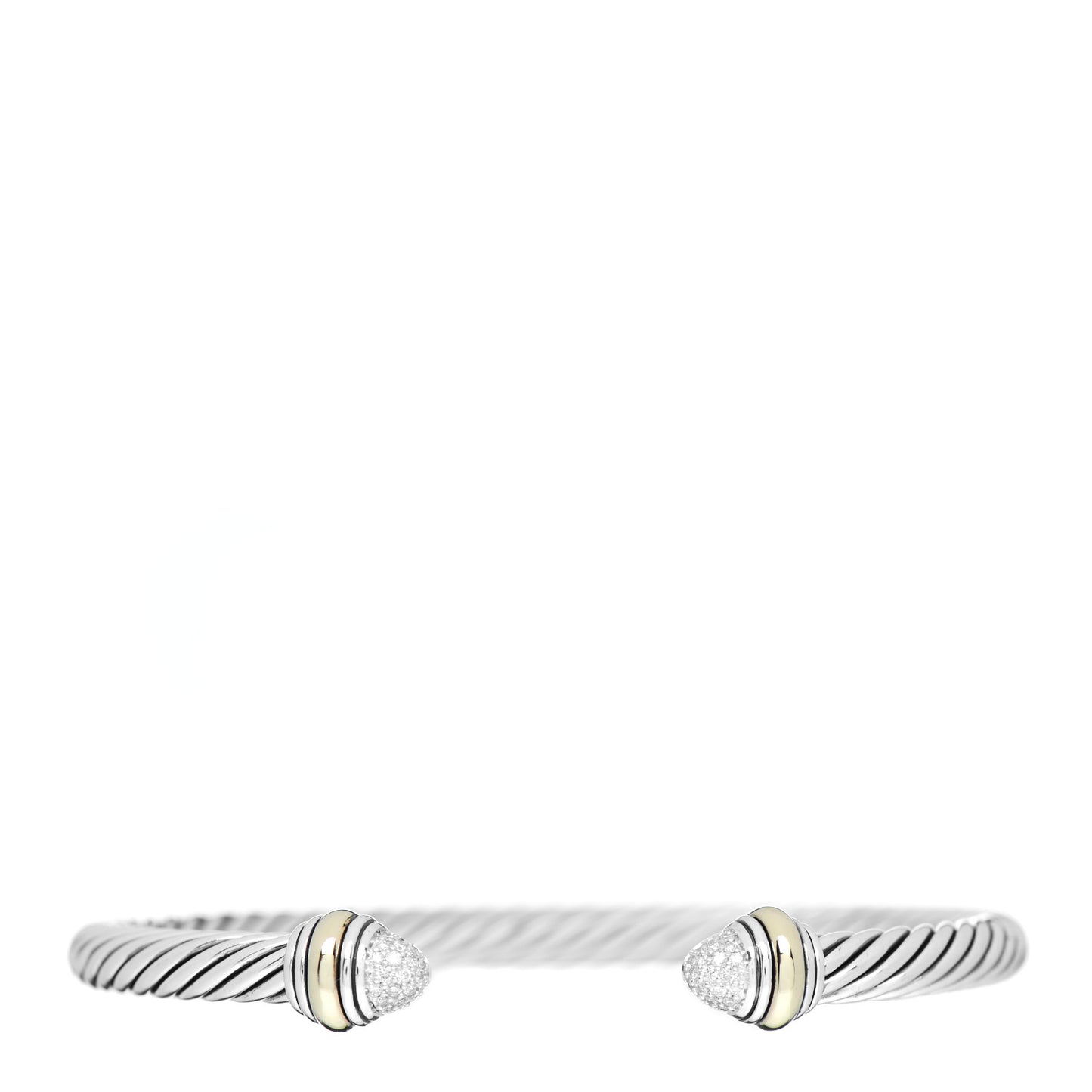Sterling Silver 14K Yellow Gold Diamond 5mm Cable Classics Bracelet
