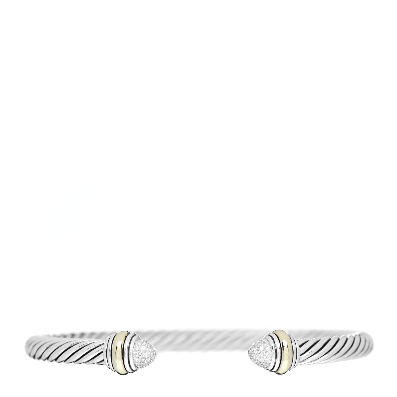 David Yurman Sterling Silver 14K Yellow Gold Diamond 5mm Cable Classics Bracelet 1 of 5