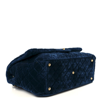 Chanel Velvet Quilted XXL Travel Flap Bag Blue 3 of 10