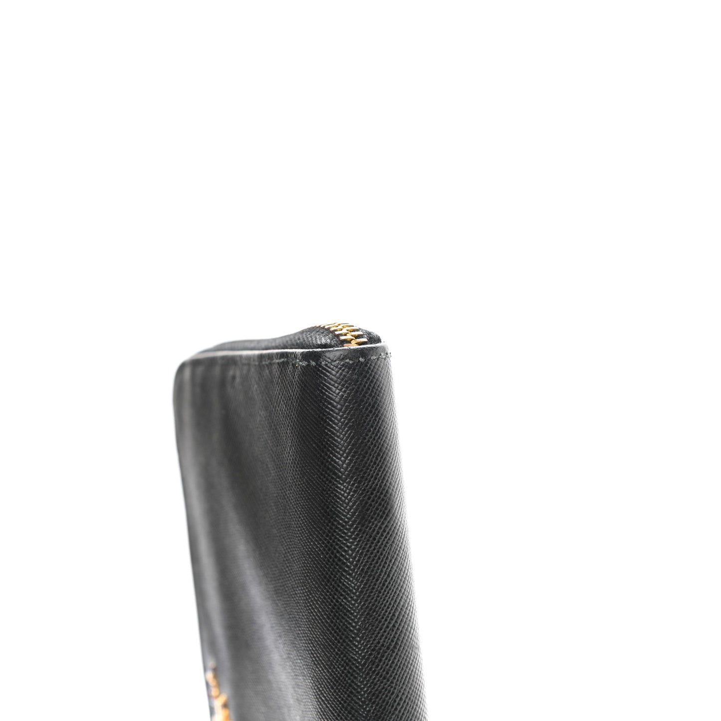 Saffiano Metal Zip Around Wallet Black