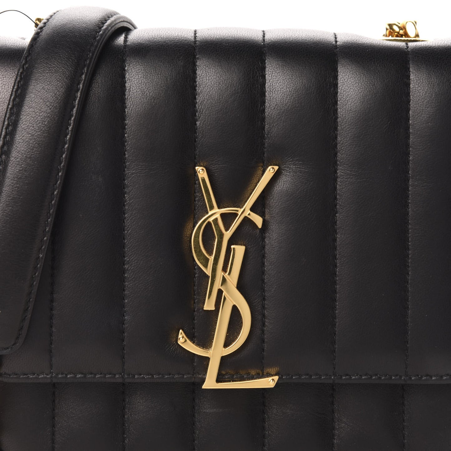 Lambskin Matelasse Monogram Small Vicky Chain Bag Black