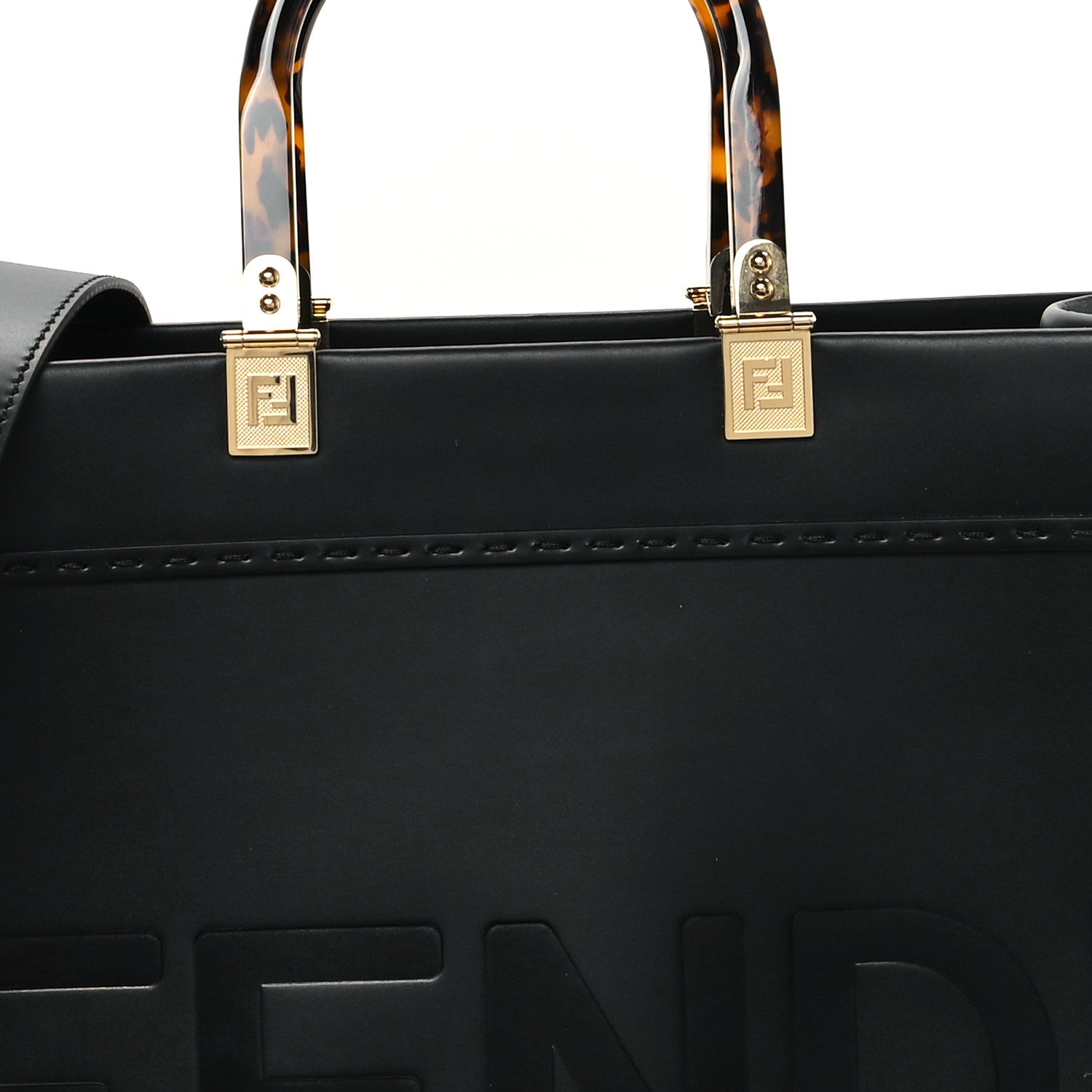 Fendi Vitello King Plexiglass Medium Fendi Sunshine Shopper Tote Black 7 of 10