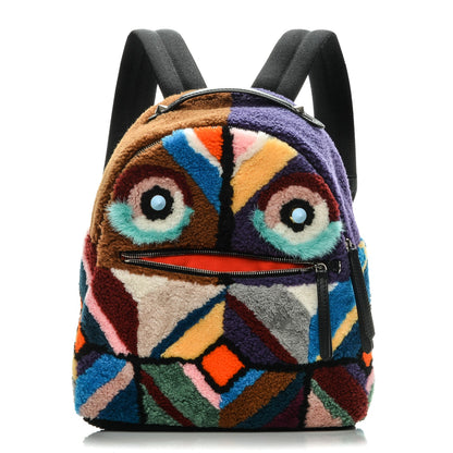 Fendi Shearling Geometric Monster Backpack Multicolor 1 of 7