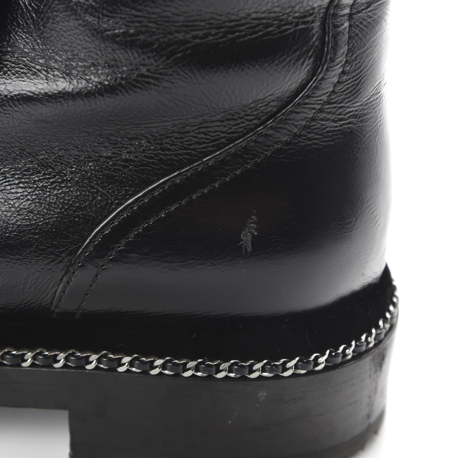 Chanel Crackled Calfskin Velvet Pearl Combat Short Boots 39.5 Black 9 of 10