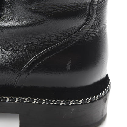 Chanel Crackled Calfskin Velvet Pearl Combat Short Boots 39.5 Black 9 of 10