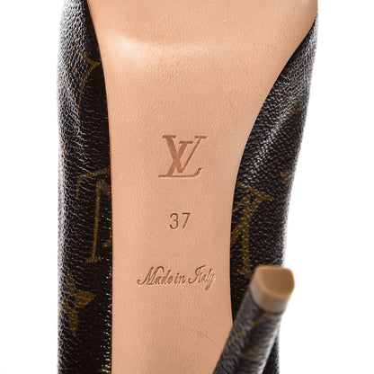Louis Vuitton Patent Monogram Rosemary Peep Toe Pumps 37 6 of 8