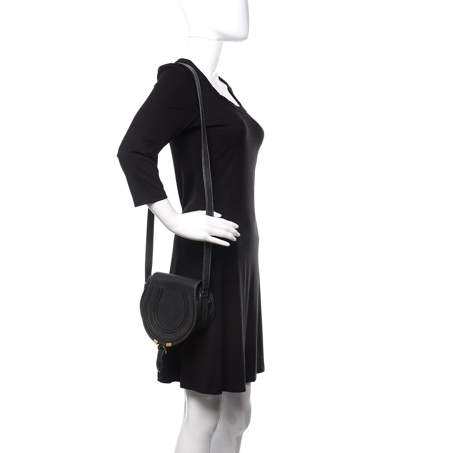 Chloe Calfskin Mini Marcie Round Crossbody Bag Black 2 of 17