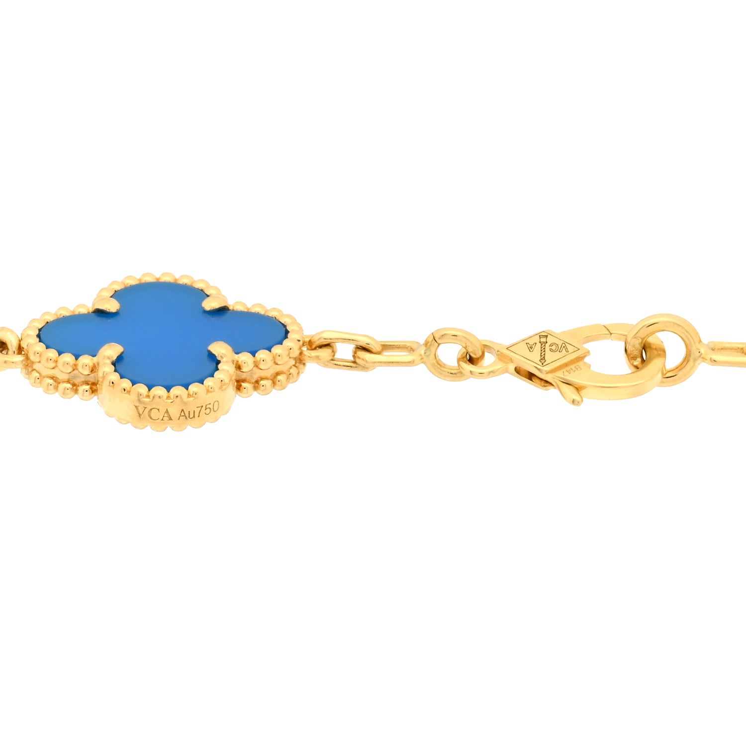 Van Cleef & Arpels 18K Yellow Gold Blue Agate 5 Motifs Vintage Alhambra Bracelet 3 of 3