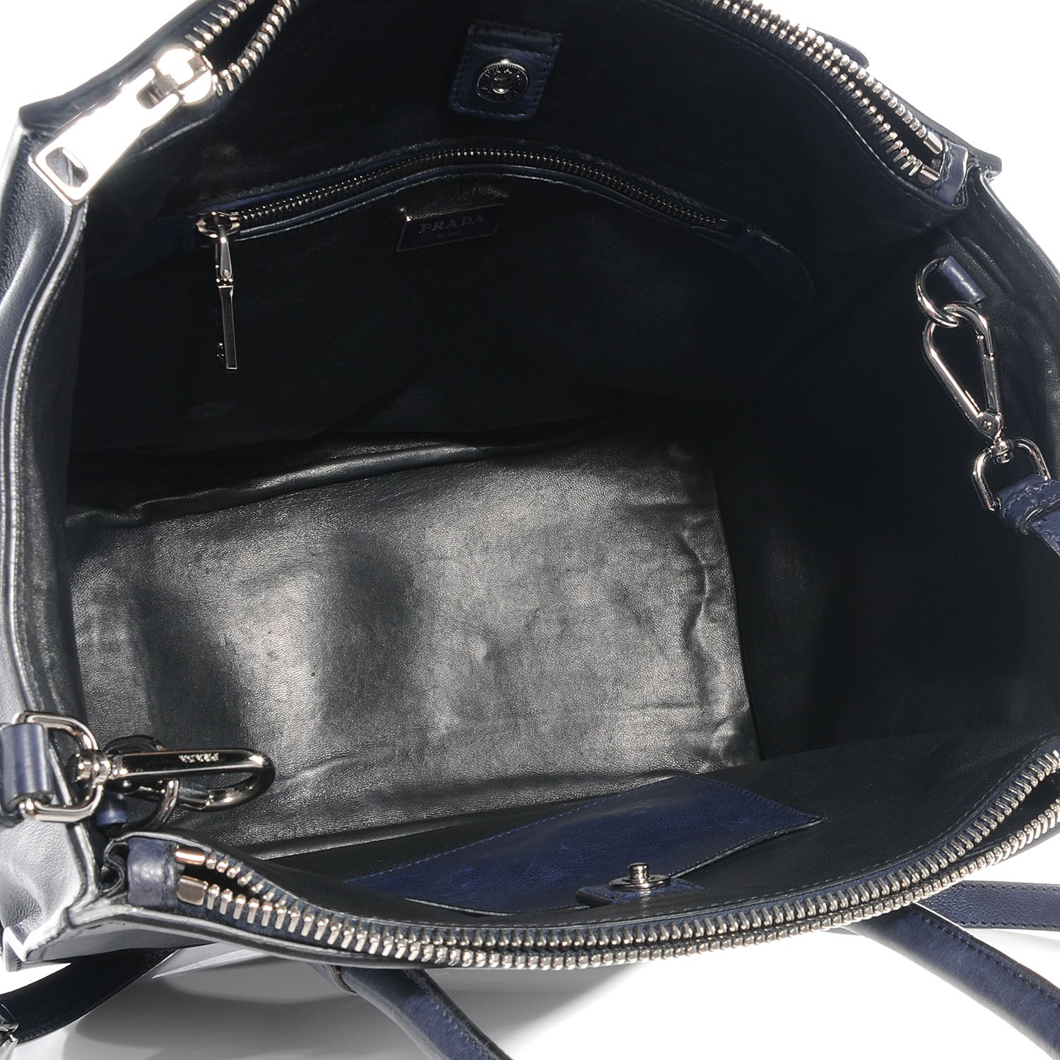Prada Glace Calf Twin Pocket Tote Baltico 8 of 11