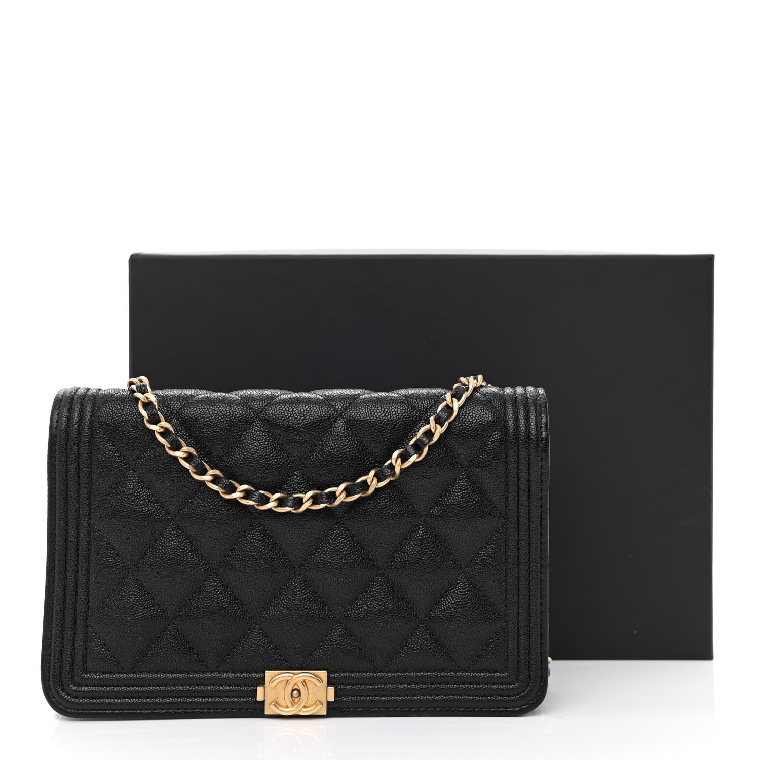 Chanel Caviar Quilted Boy Wallet On Chain WOC Black 14 of 14
