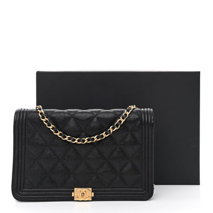 Chanel Caviar Quilted Boy Wallet On Chain WOC Black 14 of 14
