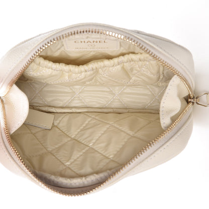 Chanel Caviar Quilted Small Curvy Pouch Cosmetic Case White 5 of 8