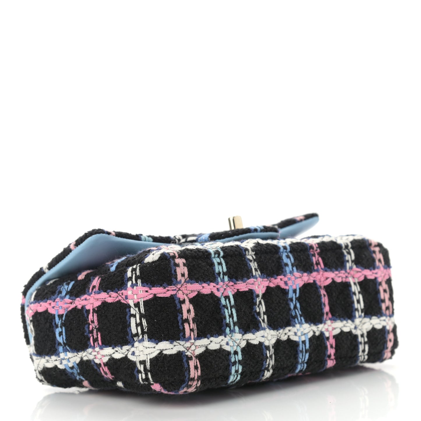 Tweed Quilted Mini Rectangular Flap Black Pink Blue Ecru