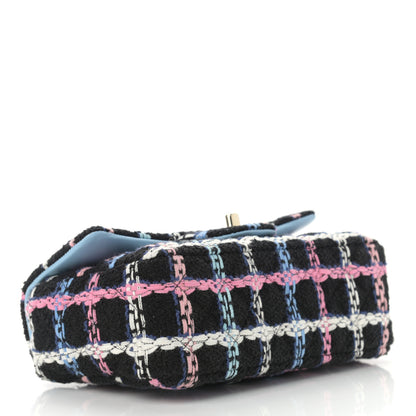 Chanel Tweed Quilted Mini Rectangular Flap Black Pink Blue Ecru 4 of 13