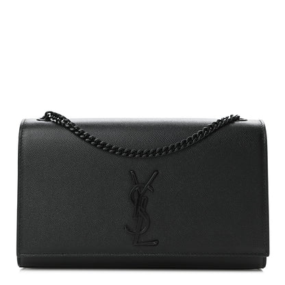 Saint Laurent Grain De Poudre Medium Classic Monogram Kate Satchel Black 1 of 11