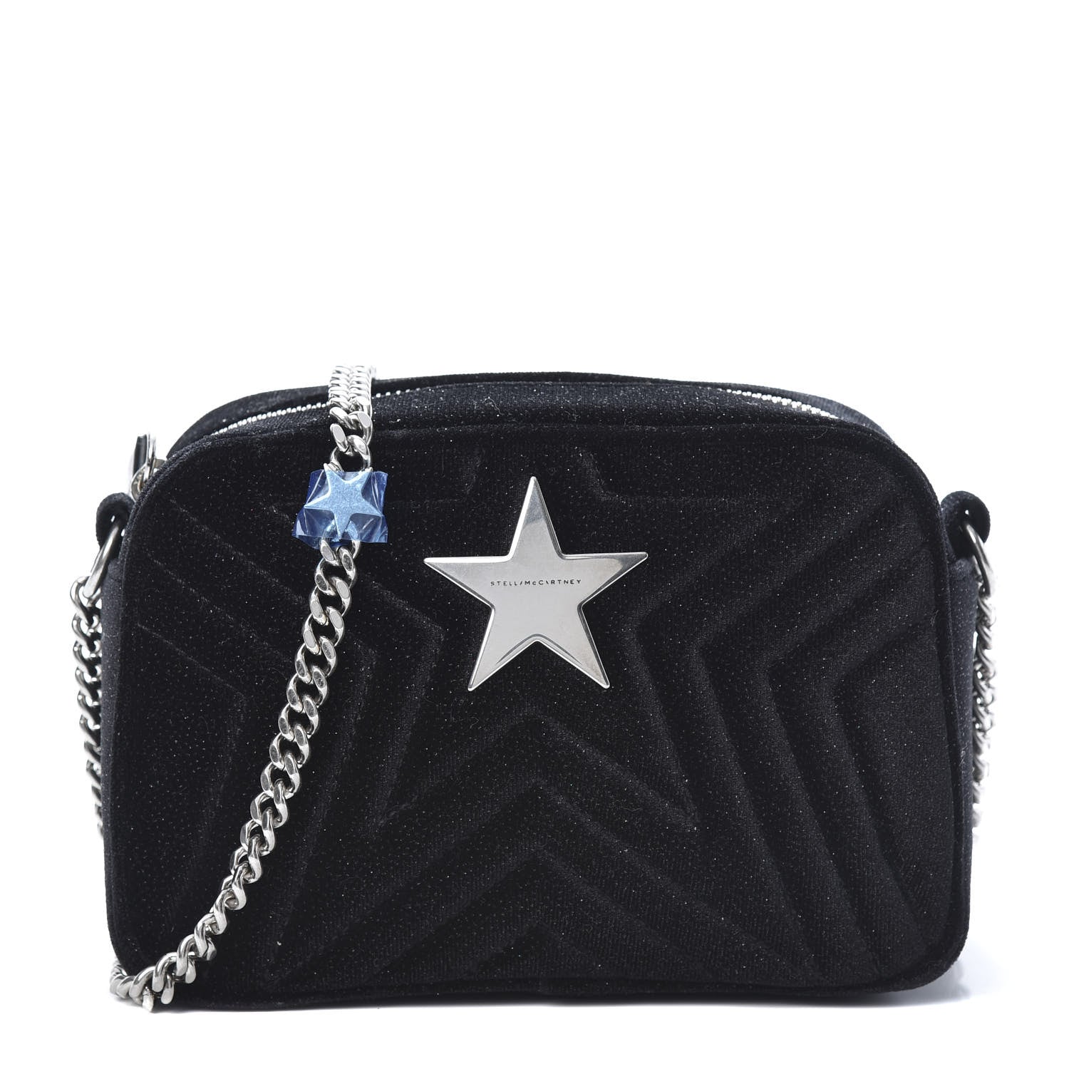 Stella McCartney Glitter Velvet Star Patch Shoulder Bag Black 1 of 9