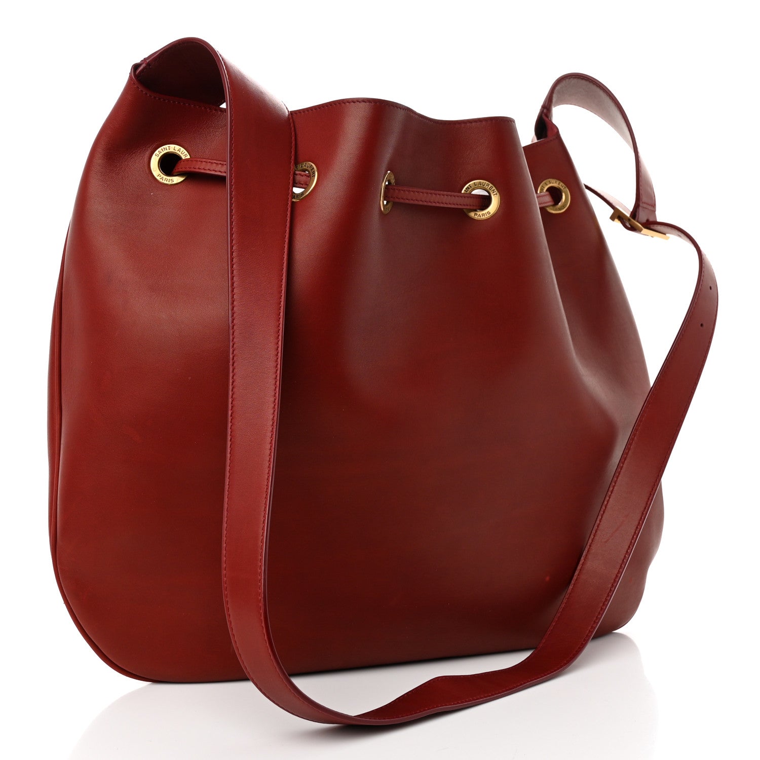 Saint Laurent Smooth Calfskin Paris VII Large Flat Hobo Red 4 of 10
