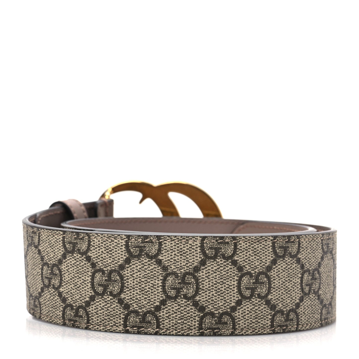 GG Supreme Monogram Matte Plutone Calfskin Double G 40mm Belt 75 30 Beige Ebony Porcelain Rose