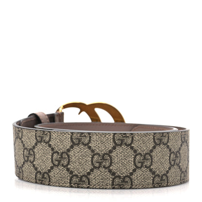 Gucci GG Supreme Monogram Matte Plutone Calfskin Double G 40mm Belt 75 30 Beige Ebony Porcelain Rose 2 of 4