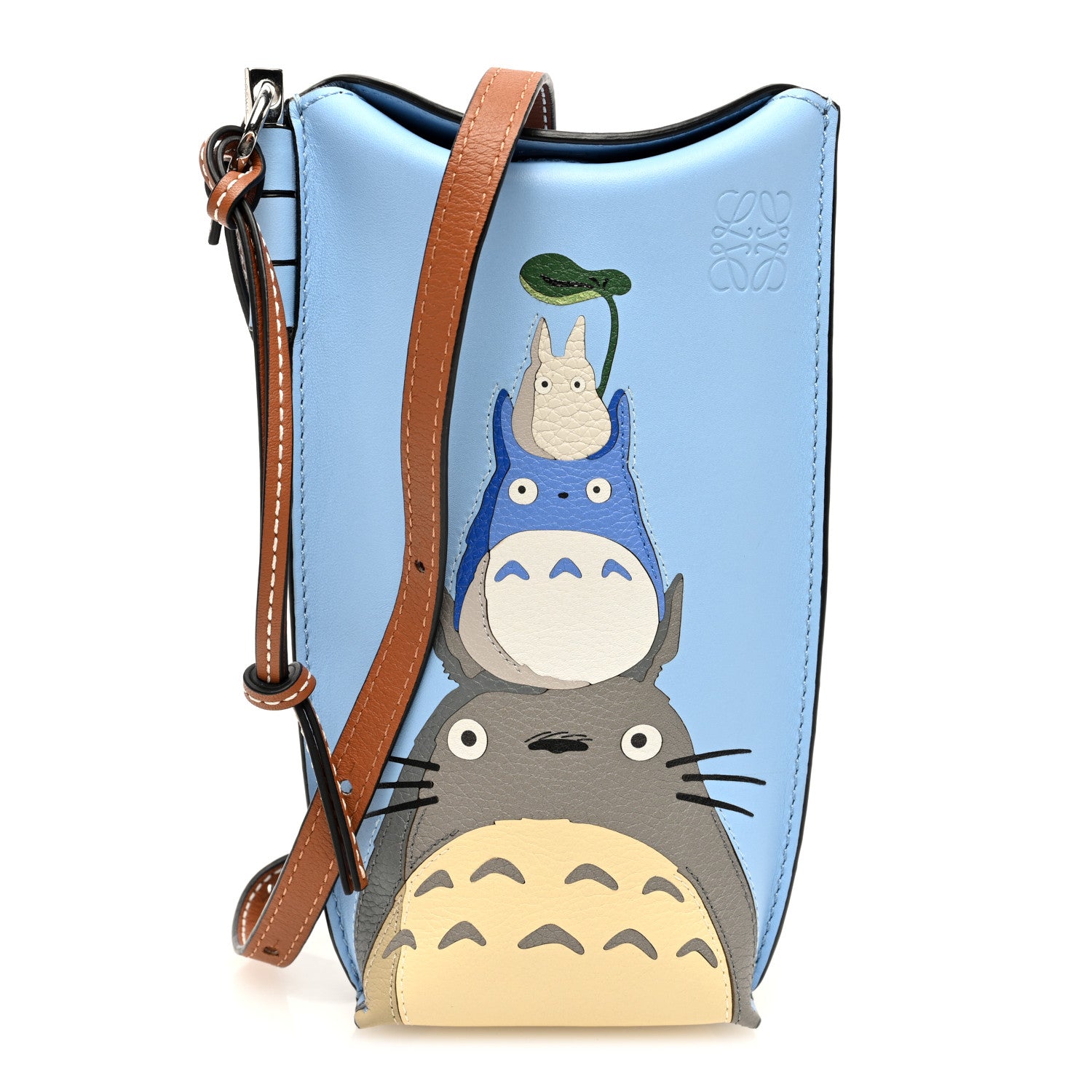 Loewe X MY NEIGHBOR TOTORO Calfskin Gate Pocket Blue Tan Multicolor 1 of 11