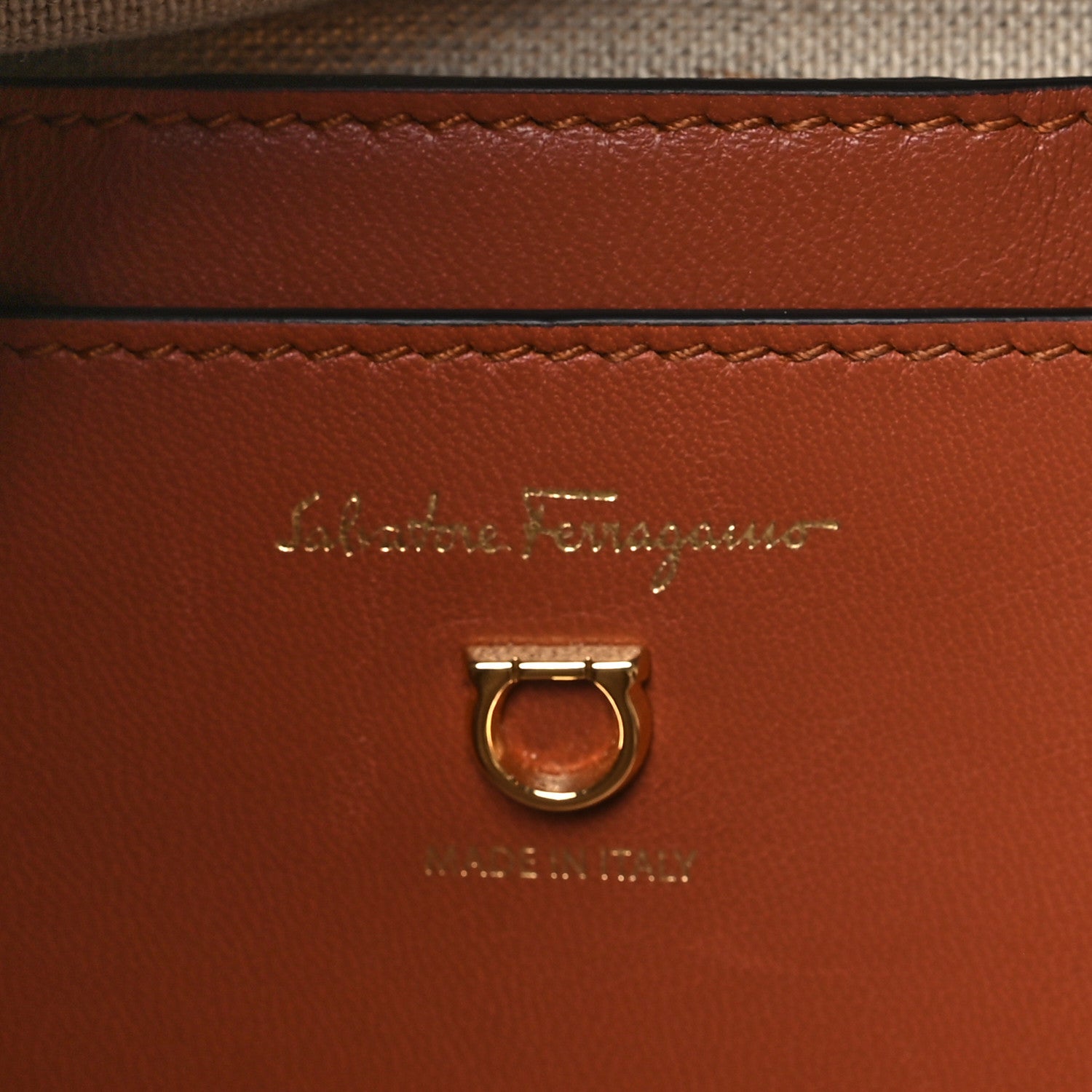 Salvatore Ferragamo Calfskin Cage Bag Brown 6 of 10