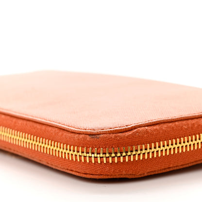 Prada Saffiano Metal Zip Around Wallet Papaya 7 of 7