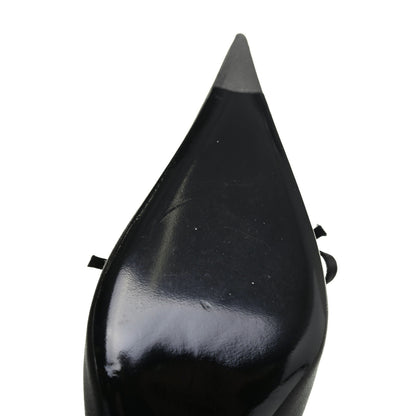 Balenciaga Satin Pointed Toe Knife Slingback Mules 37 Black 9 of 10