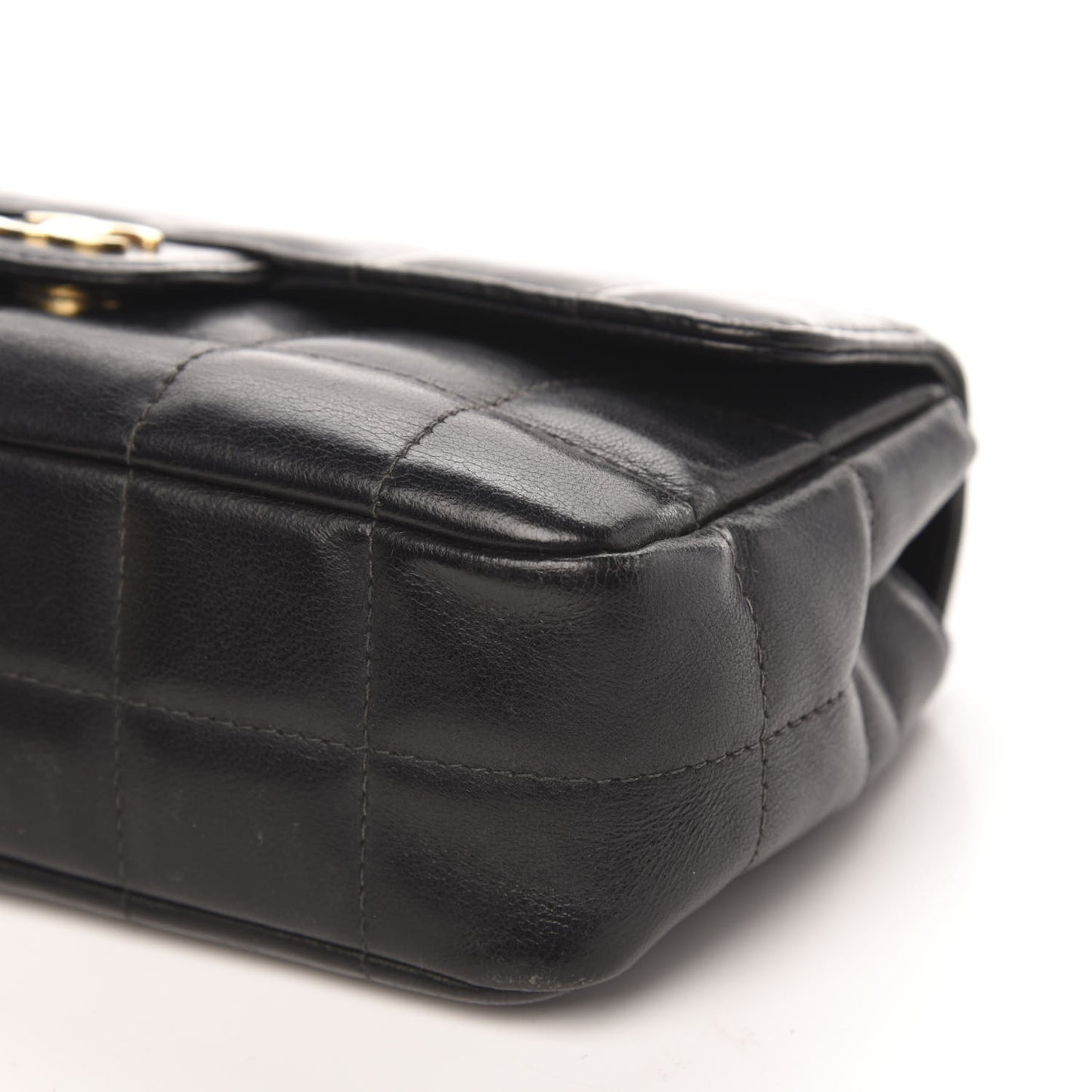 Lambskin Quilted Mini Chocolate Bar Flap Black