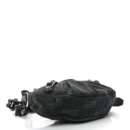 Balenciaga Denim BB Monogram Le Cagole Shoulder Bag XS Black 4 of 12