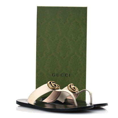 Gucci Calfskin GG Marmont Thong Sandals 38 Mystic White 12 of 12