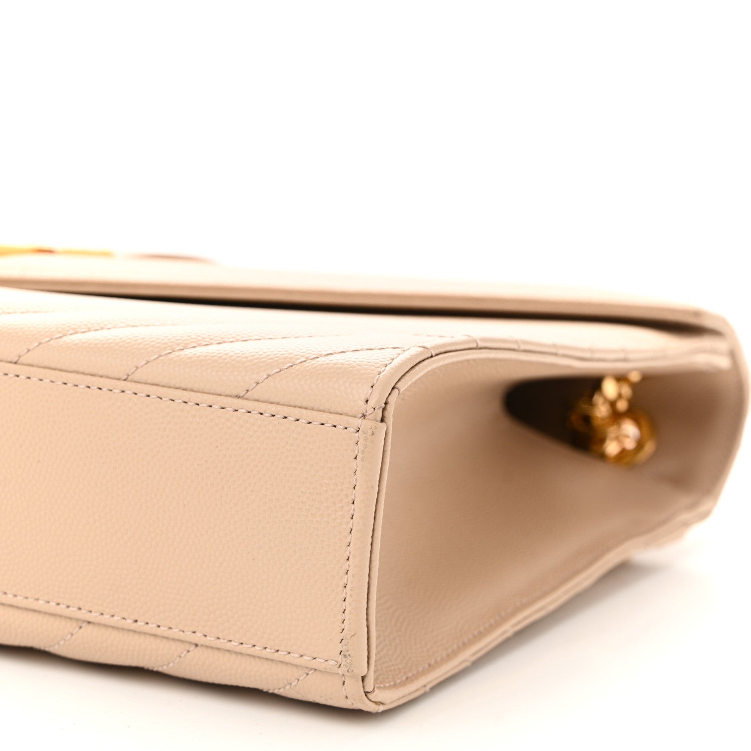 Saint Laurent Grain De Poudre Matelasse Chevron Large Monogram Satchel Nude Powder 10 of 10