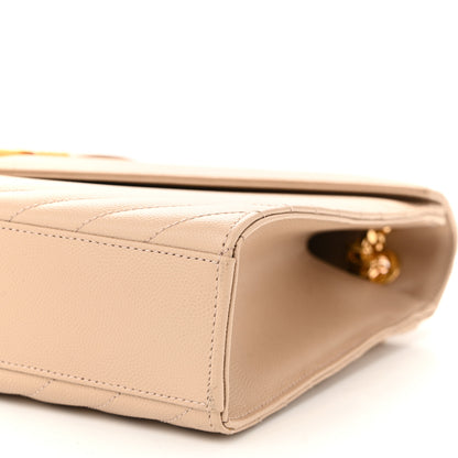 Saint Laurent Grain De Poudre Matelasse Chevron Large Monogram Satchel Nude Powder 10 of 10