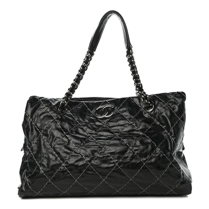 Chanel Glazed Goatskin Double Contrast Stitch Large Tote Black 1 of 11