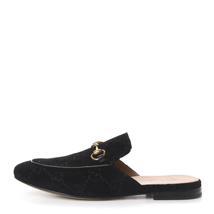Gucci Velvet GG Monogram Mens Princetown Slippers 8.5 Black 1 of 14