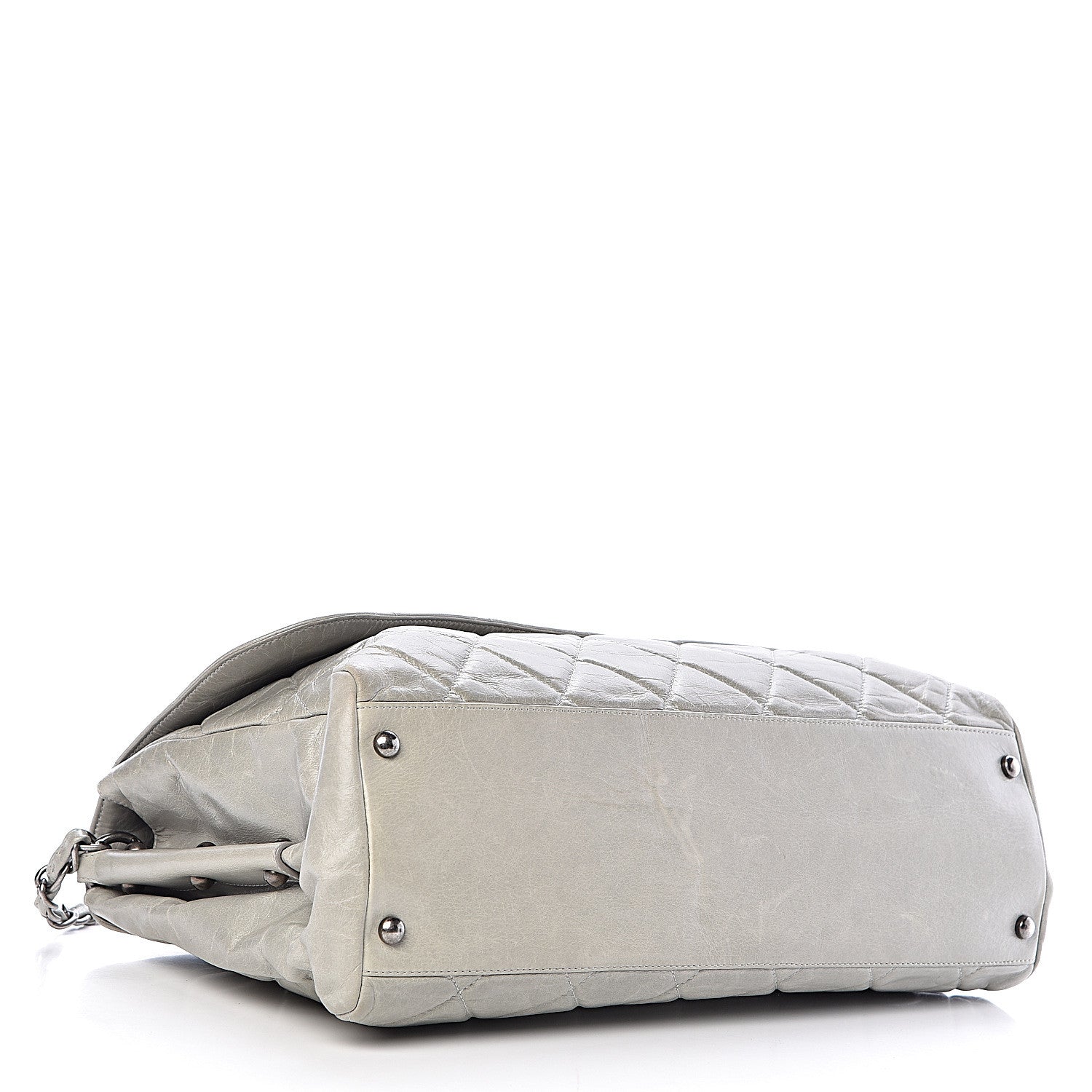 Chanel Glazed Calfskin Boy Satchel Flap Light Grey 4 of 13