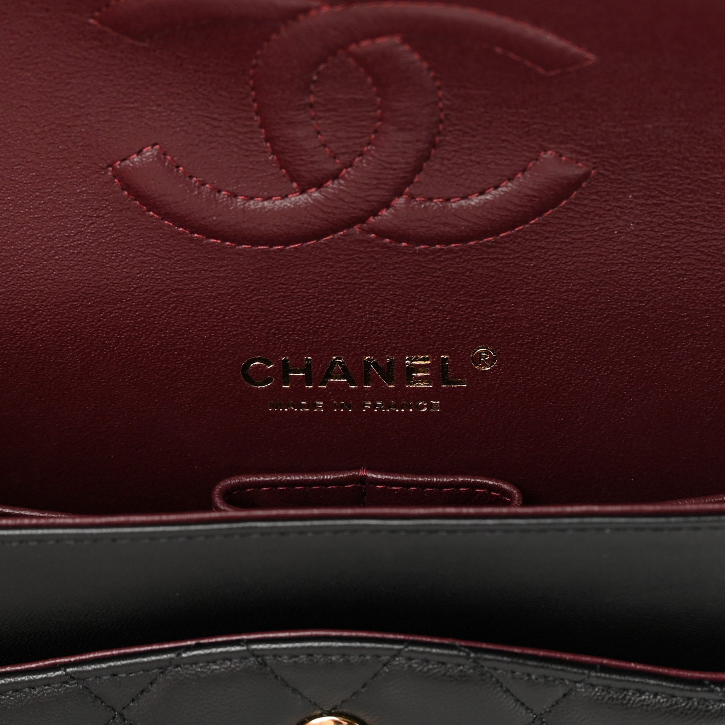 Lambskin Quilted Medium Double Flap Black