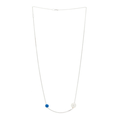 Mikimoto Sterling Silver Akoya Cultured Pearl Enamel Single Necklace Blue 3 of 5