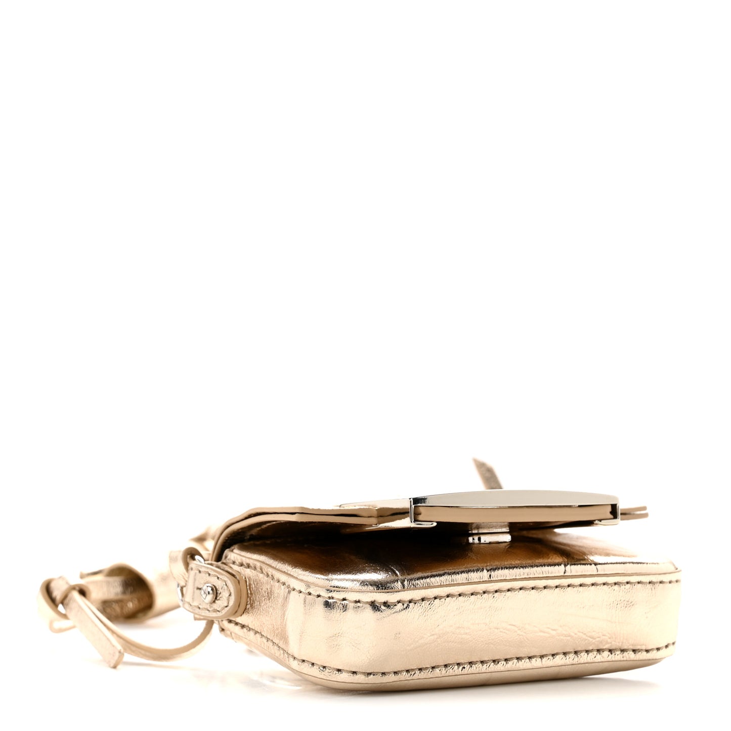 Metallic Nano Maxi Buckle Baguette Charm Rose Gold
