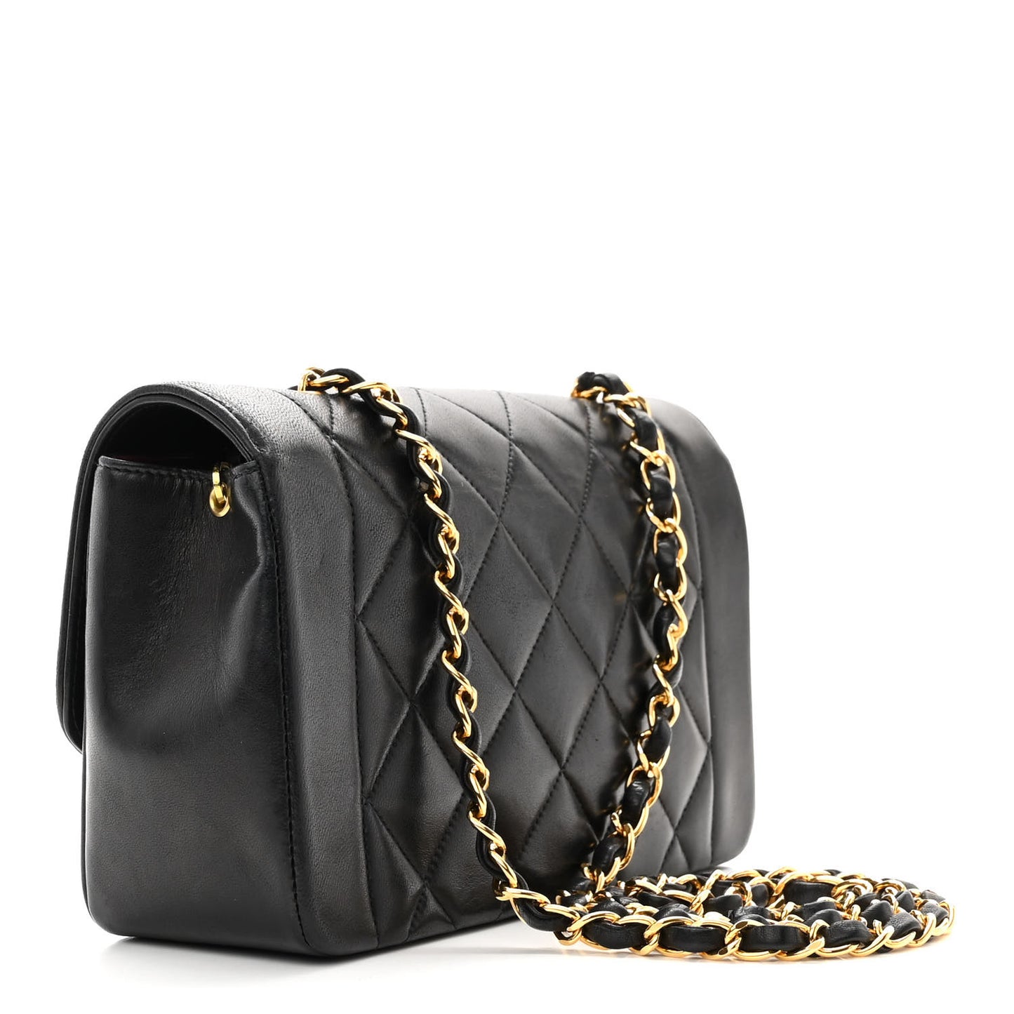 Lambskin Quilted Small Single Flap Black