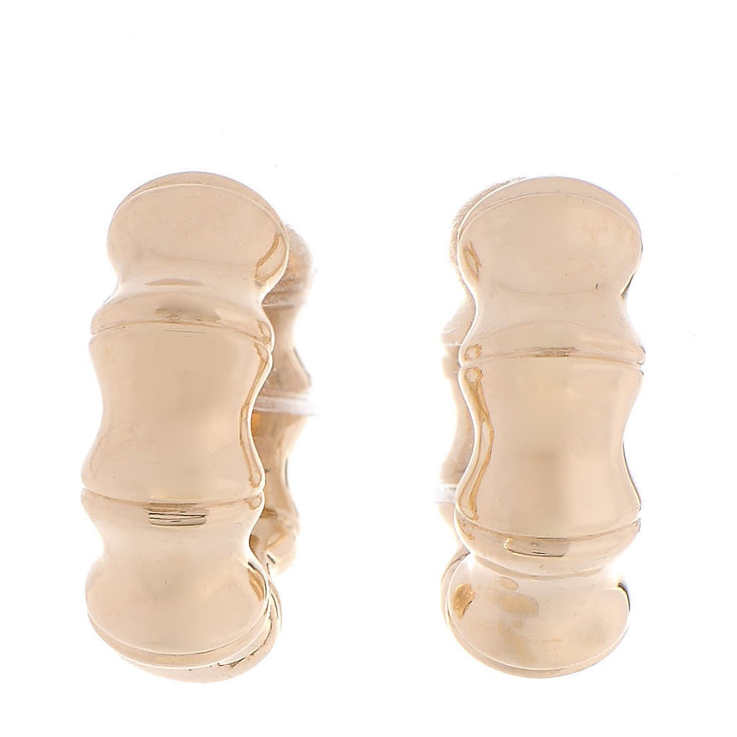 Gucci 18K Yellow Gold Small Bamboo Hoop Earrings 1 of 5