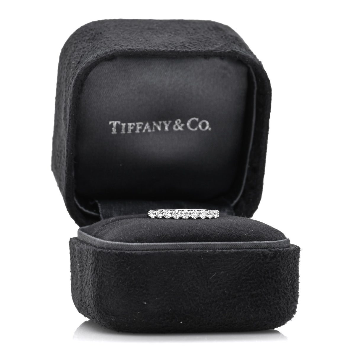 Tiffany Platinum Diamond .27ctw 2.2mm Half Circle Forever Band Ring 50 5.5 5 of 5