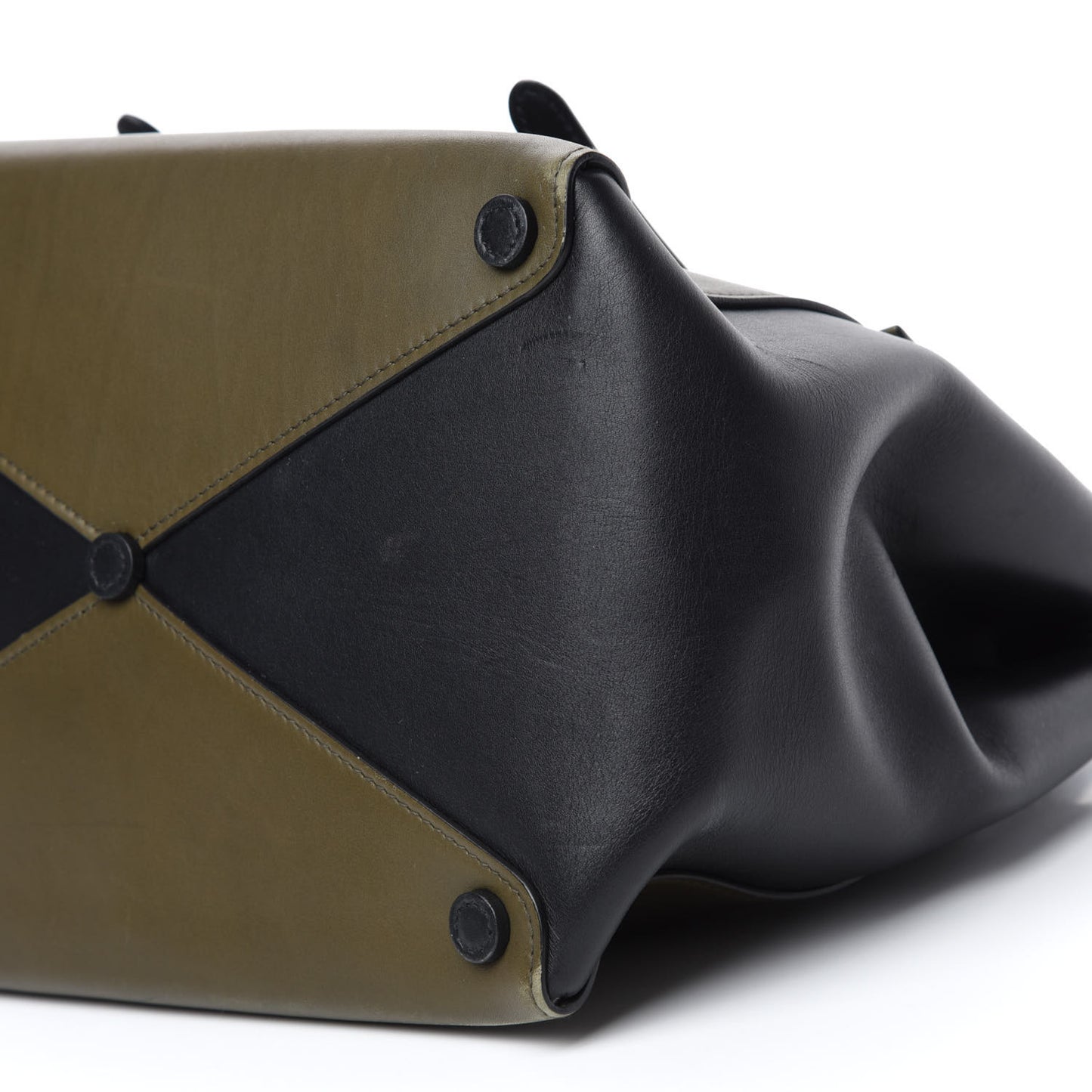 City Calfskin Convertible Top Handle Tote Militare Green Black
