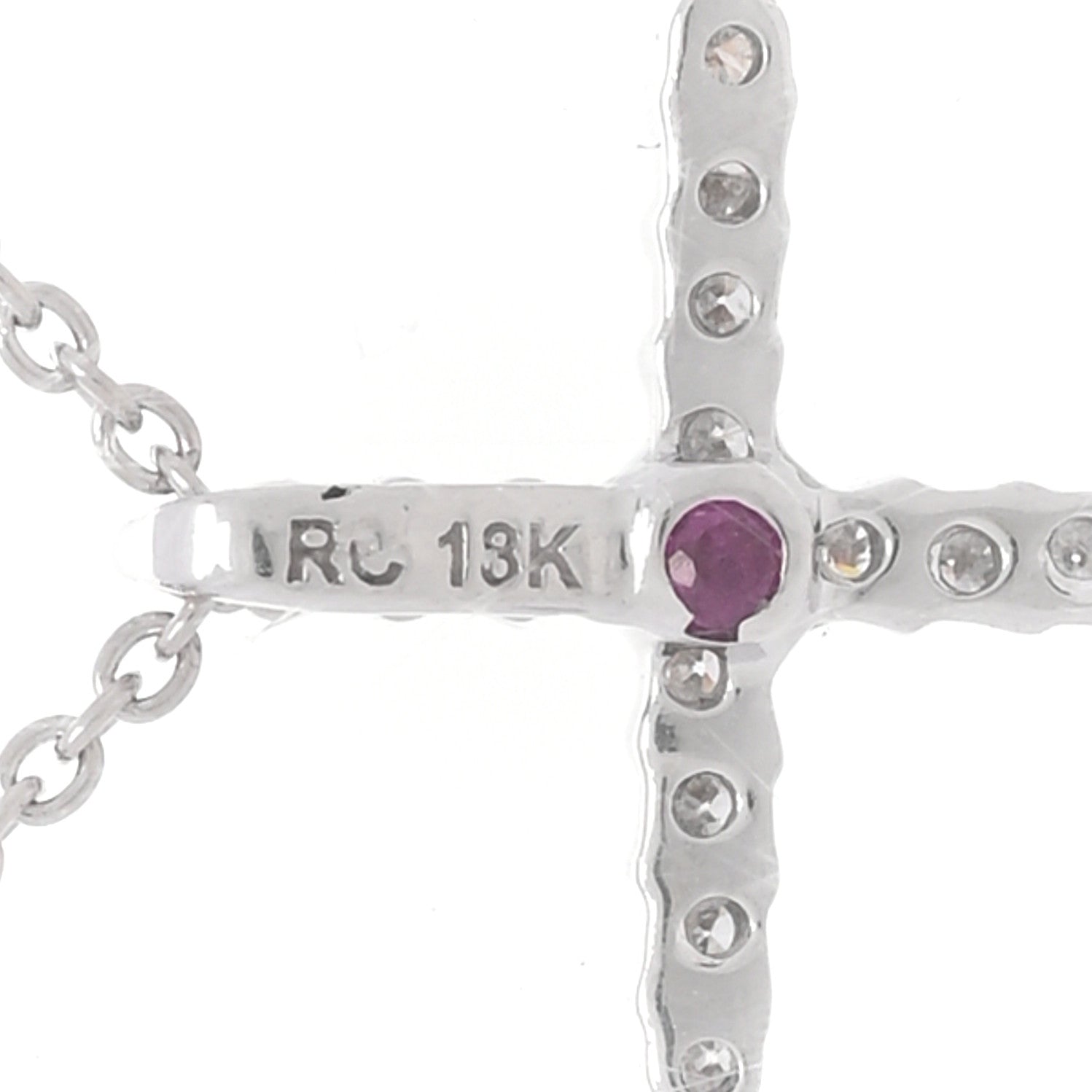 Roberto Coin 18K White Gold .10ctw Diamond Cross Pendant Necklace 6 of 6