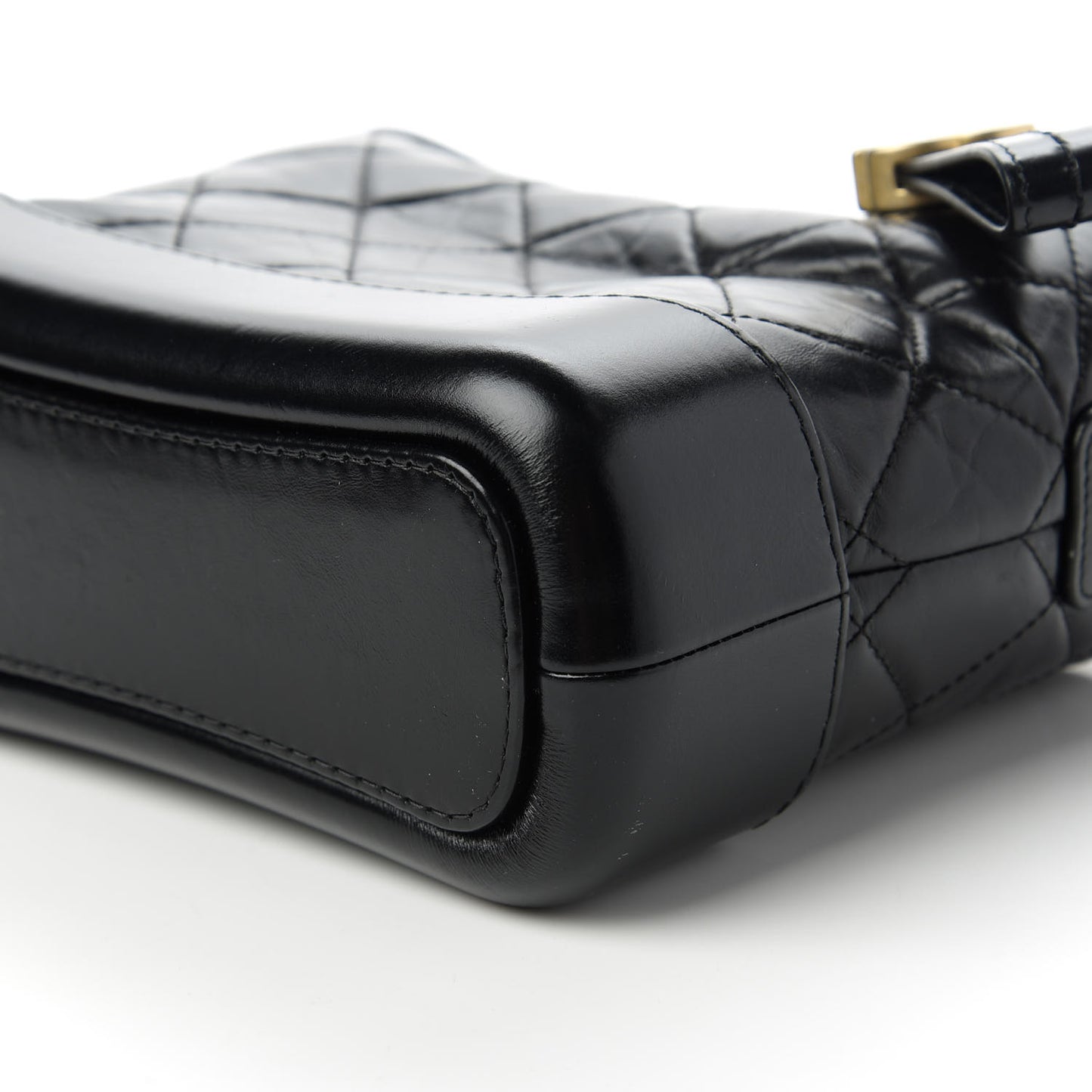Aged Calfskin Quilted Small Gabrielle Hobo Black