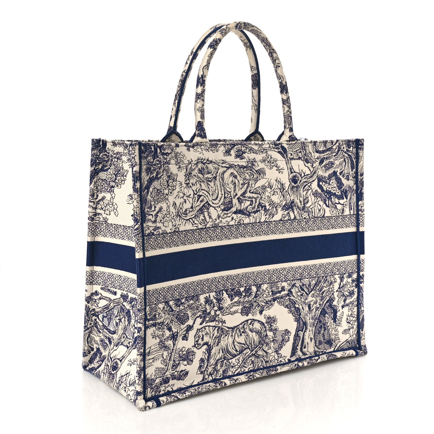 Christian Dior Canvas Embroidered Large Dioriviera Toile De Jouy Book Tote Blue 3 of 8